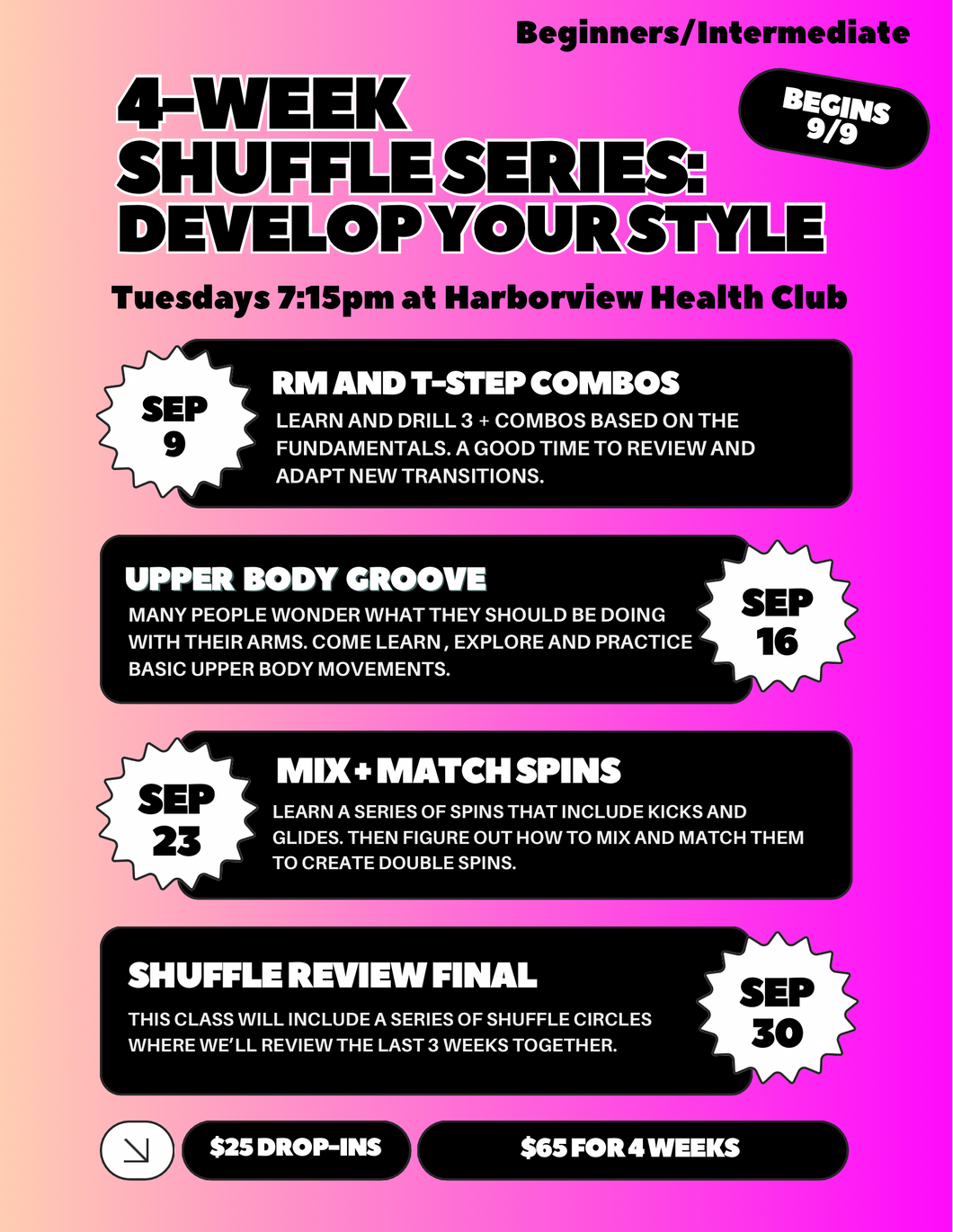 4- Week Shuffle Series: Develop Your Style (Begins 9/9 in-person)