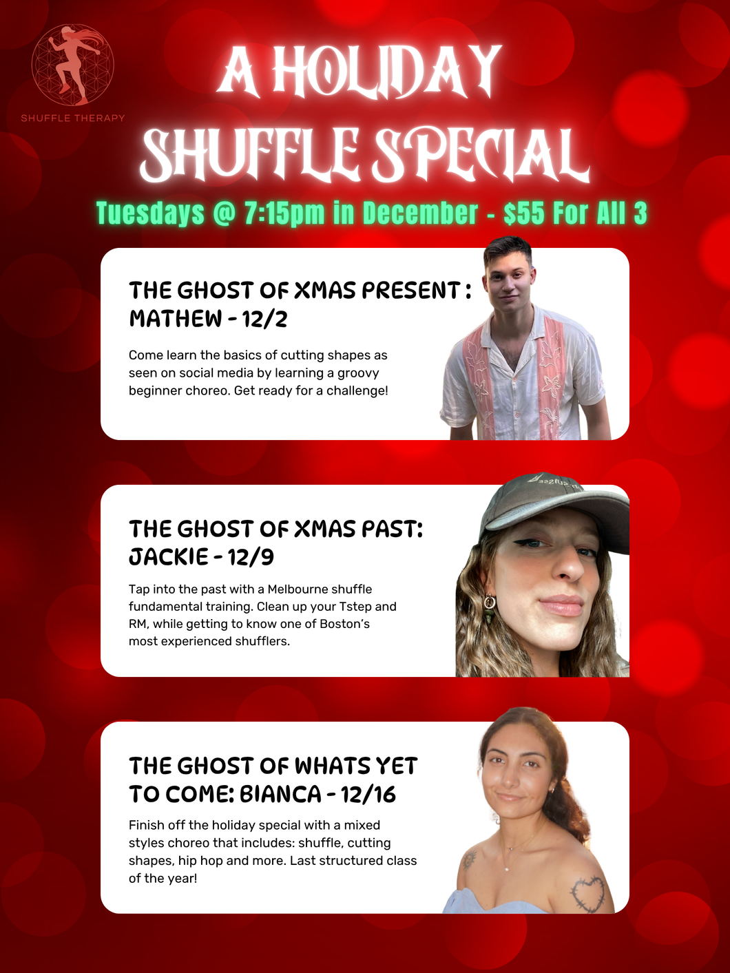 A holidays shuffle special: Single class drop-in $25